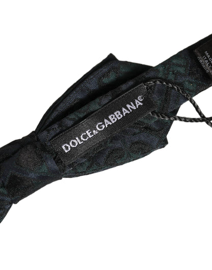 Dolce & Gabbana Men Black Green Paisley Adjustable Neck Papillon Bow Tie