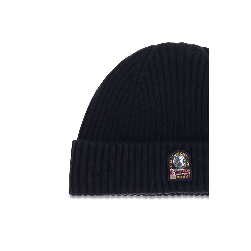 Beanie Hat by Parajumpers for men in merino wool blue features a refined luxury silhouette, artfully capturing the essence of the refined luxury Merino Wool Beanie Hat design for a sophisticated, premium look.