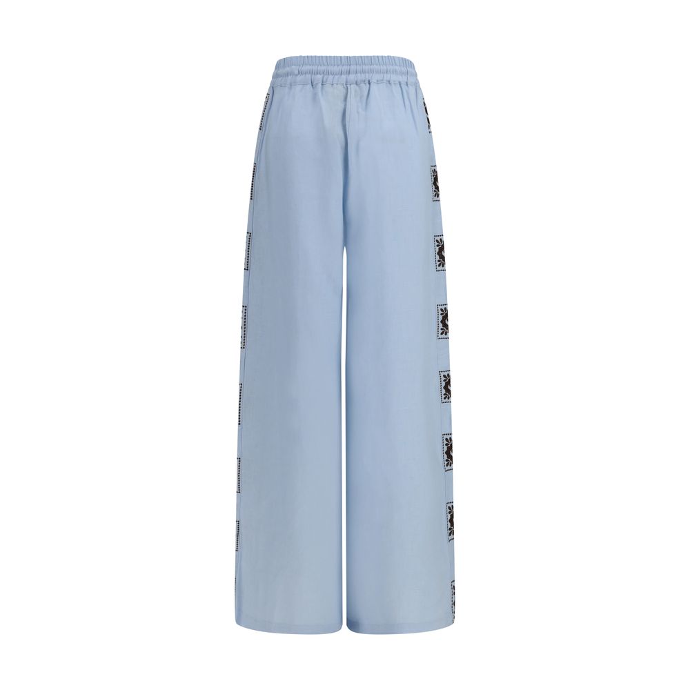 Joggers by Alemais for women in linen blue features a refined silhouette with a refined relaxed-fit & regular-fit, defined by a and a refined long for a refined finish.
