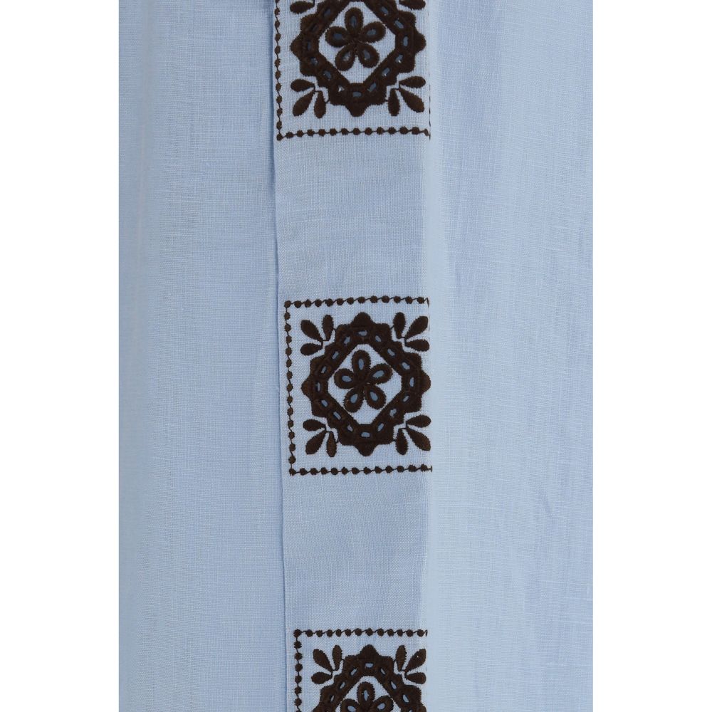 Joggers by Alemais for women in linen blue presents a refined pantology silhouette, artfully defined by a refined pantology relaxed-fit & regular-fit, long, and a sophisticated .