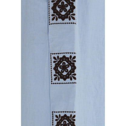 Joggers by Alemais for women in linen blue presents a refined pantology silhouette, artfully defined by a refined pantology relaxed-fit & regular-fit, long, and a sophisticated .