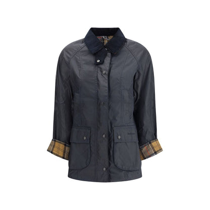 Windbreaker Jacket by Barbour for women in cotton blue & tartan showcases a urban chic silhouette, detailed with a urban chic and functional pockets & windproof for a polished finish.