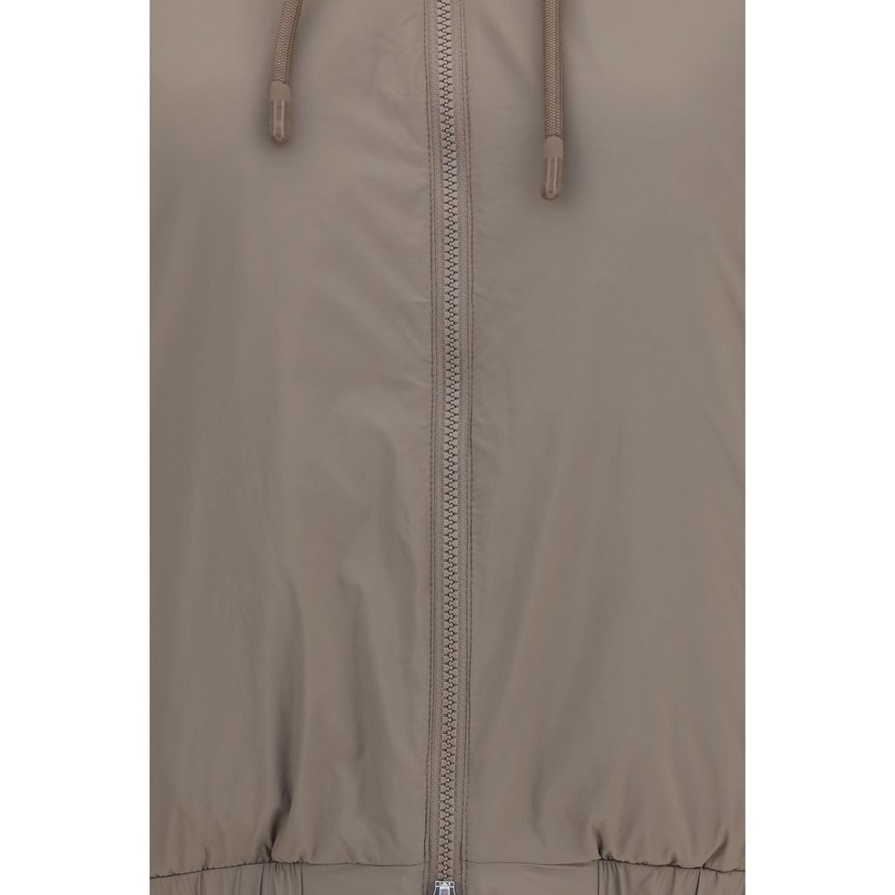 Sweatshirt Hoodie by Moose Knuckles for women in nylon faux fur brown features an avant-garde silhouette, showcasing a sophisticated hooded neckline and detail for a truly avant-garde finish.