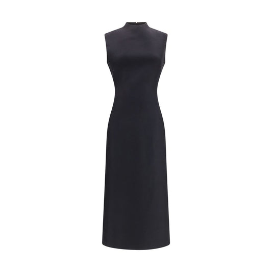 Dress by Maison Margiela for women in virgin wool black & signature showcases a striking silhouette, elegantly detailed with a sleeveless, refined , and a striking midi for a striking finish.