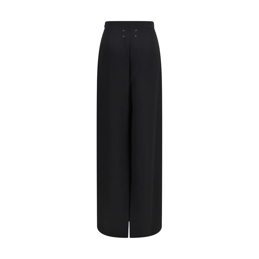 Skirt by Maison Margiela for women in wool black & signature features an relaxed-yet-refined silhouette that elegantly showcases the Four Stitches Women's High Rise Wool Long Skirt design and sophisticated long.