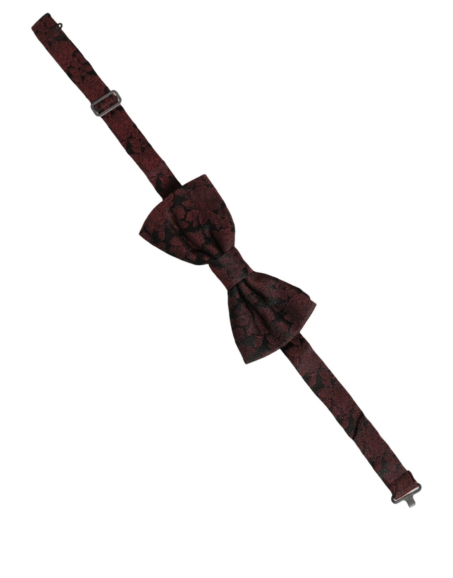 Dolce & Gabbana Men Maroon Floral Silk Adjustable Neck Bow Tie