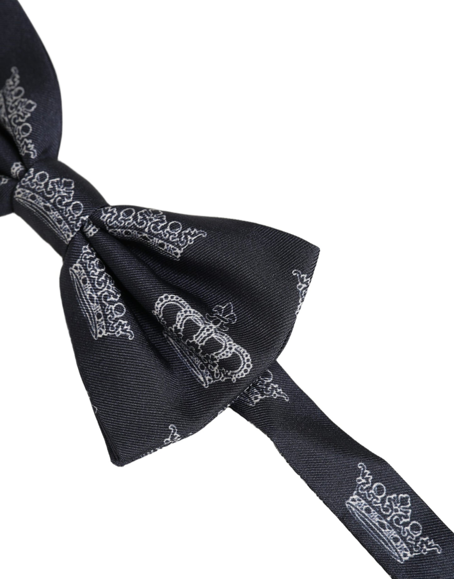 Dolce & Gabbana Men Black Crown Silk Adjustable Neck Papillon Bow Tie