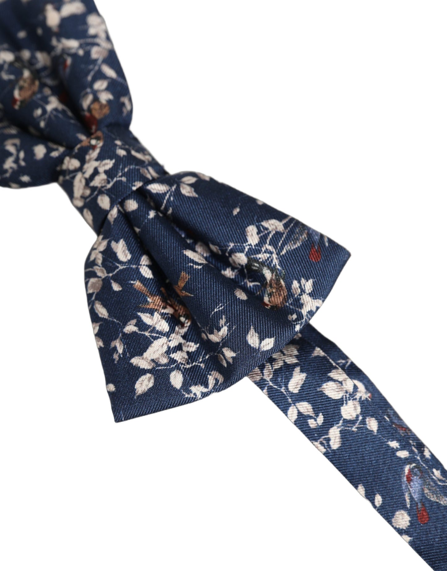 Dolce & Gabbana Men Navy Blue Floral Adjustable Neck Papillon Bow Tie