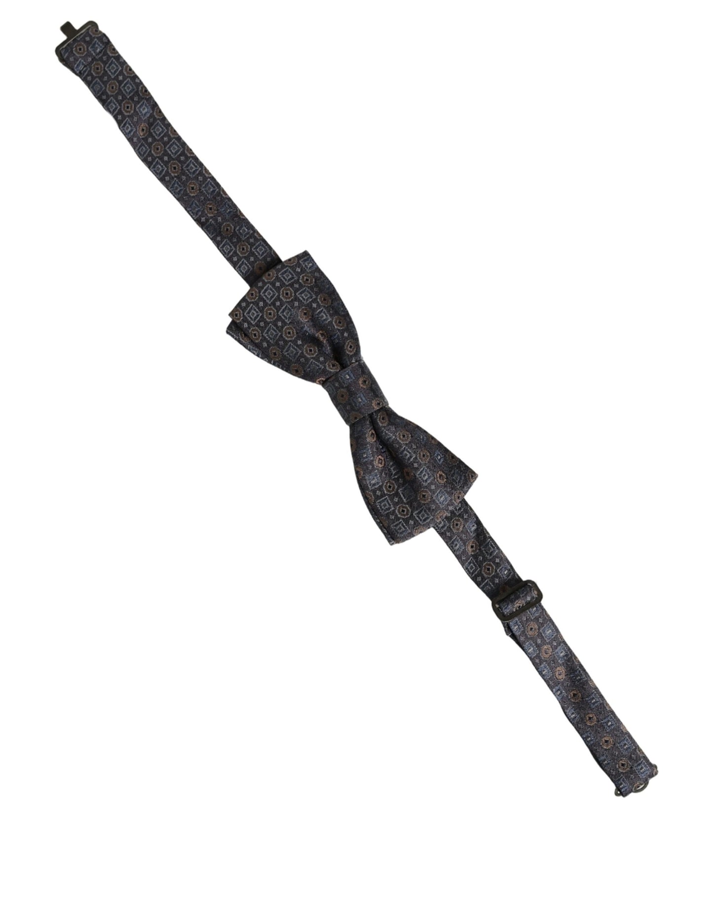 Dolce & Gabbana Men Dark Gray Geometric Adjustable Neck Bow Tie