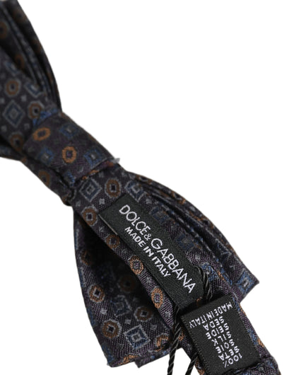 Dolce & Gabbana Men Dark Gray Geometric Adjustable Neck Bow Tie
