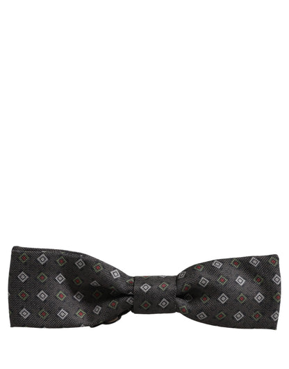 Dolce & Gabbana Men Dark Gray Geometric Adjustable Bow Tie