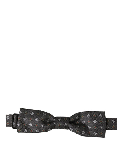 Dolce & Gabbana Men Dark Gray Geometric Adjustable Bow Tie
