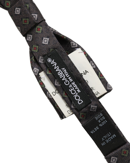 Dolce & Gabbana Men Dark Gray Geometric Adjustable Bow Tie