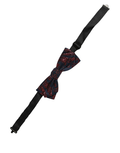 Dolce & Gabbana Men Blue Red Paisley Adjustable Neck Papillon Bow Tie