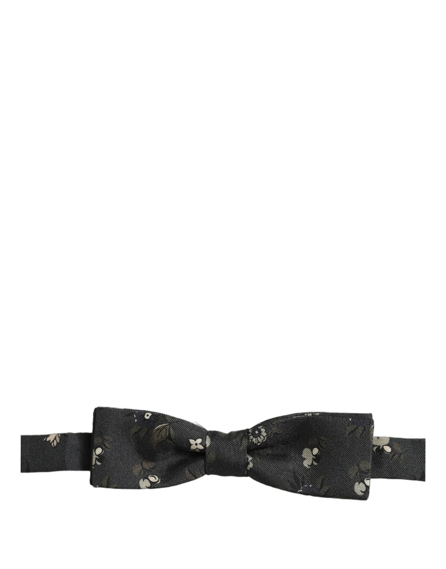 Dolce & Gabbana Men Black Floral Silk Adjustable Neck Papillon Bow Tie