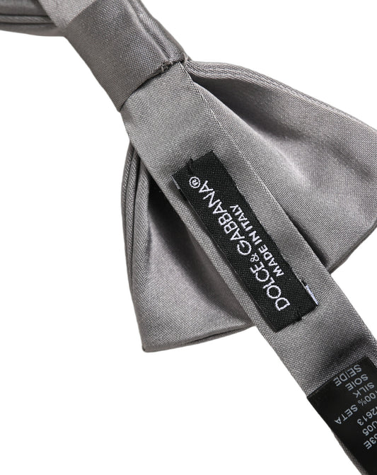 Dolce & Gabbana Men Gray 100% Silk Adjustable Neck Papillon Bow Tie