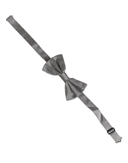 Dolce & Gabbana Men Gray 100% Silk Adjustable Neck Papillon Bow Tie