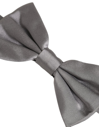 Dolce & Gabbana Men Gray 100% Silk Adjustable Neck Papillon Bow Tie