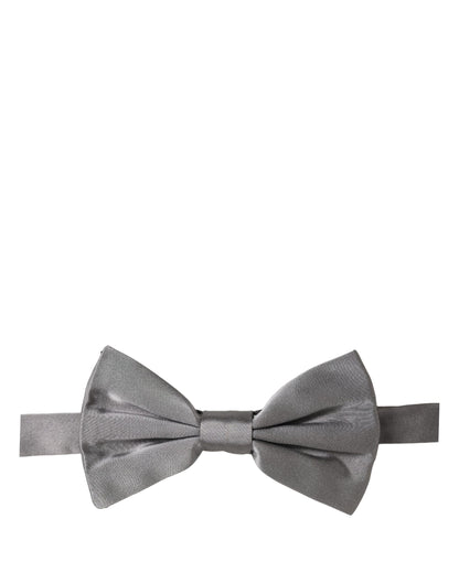 Dolce & Gabbana Men Gray 100% Silk Adjustable Neck Papillon Bow Tie