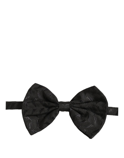 Dolce & Gabbana Men Black Patterned Adjustable Neck Papillon Bow Tie