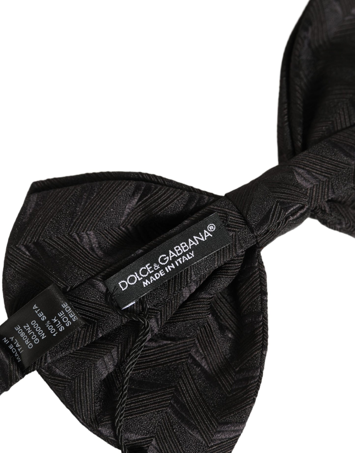 Dolce & Gabbana Men Black Patterned Adjustable Neck Papillon Bow Tie