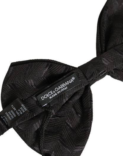 Dolce & Gabbana Men Black Patterned Adjustable Neck Papillon Bow Tie