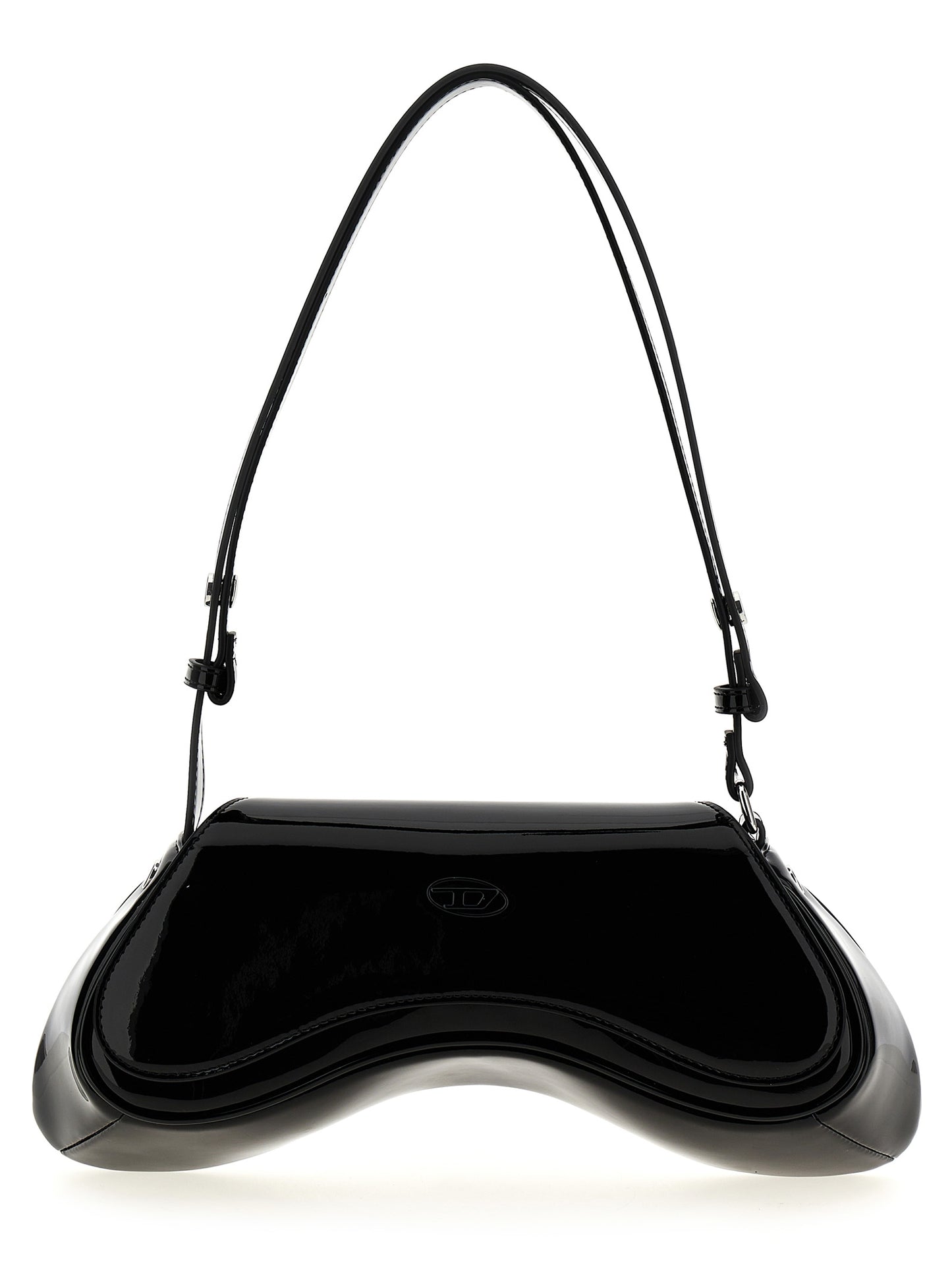2-in-1 Shoulder & Crossbody Flap Bag by Diesel for women in polyethylene & polyurethane black presents a versatile silhouette, showcasing a secure flap & magnetic and versatile with versatile crossbody-strap, shoulder-strap, adjustable-strap & handle for a sophisticated look.