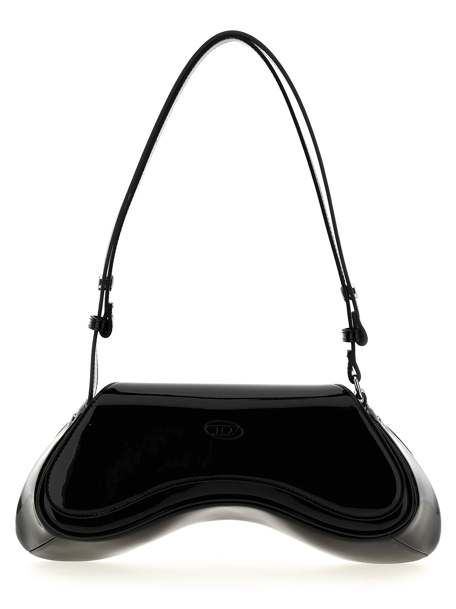 2-in-1 Shoulder & Crossbody Flap Bag by Diesel for women in polyethylene & polyurethane black presents a versatile silhouette, showcasing a secure flap & magnetic and versatile with versatile crossbody-strap, shoulder-strap, adjustable-strap & handle for a sophisticated look.