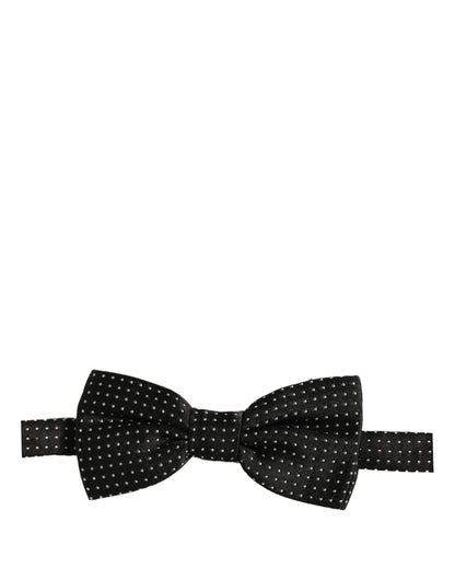 Dolce & Gabbana Men Black White PolkaDot Adjustable Bow Tie