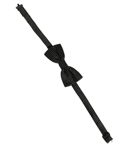 Dolce & Gabbana Men Black White PolkaDot Adjustable Bow Tie