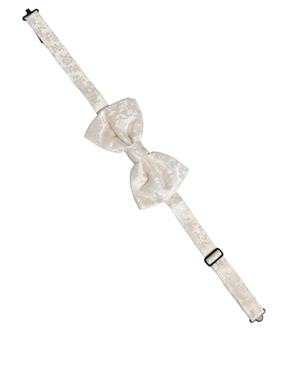 Dolce & Gabbana Men White Floral Silk Adjustable Neck Papillon BowTie