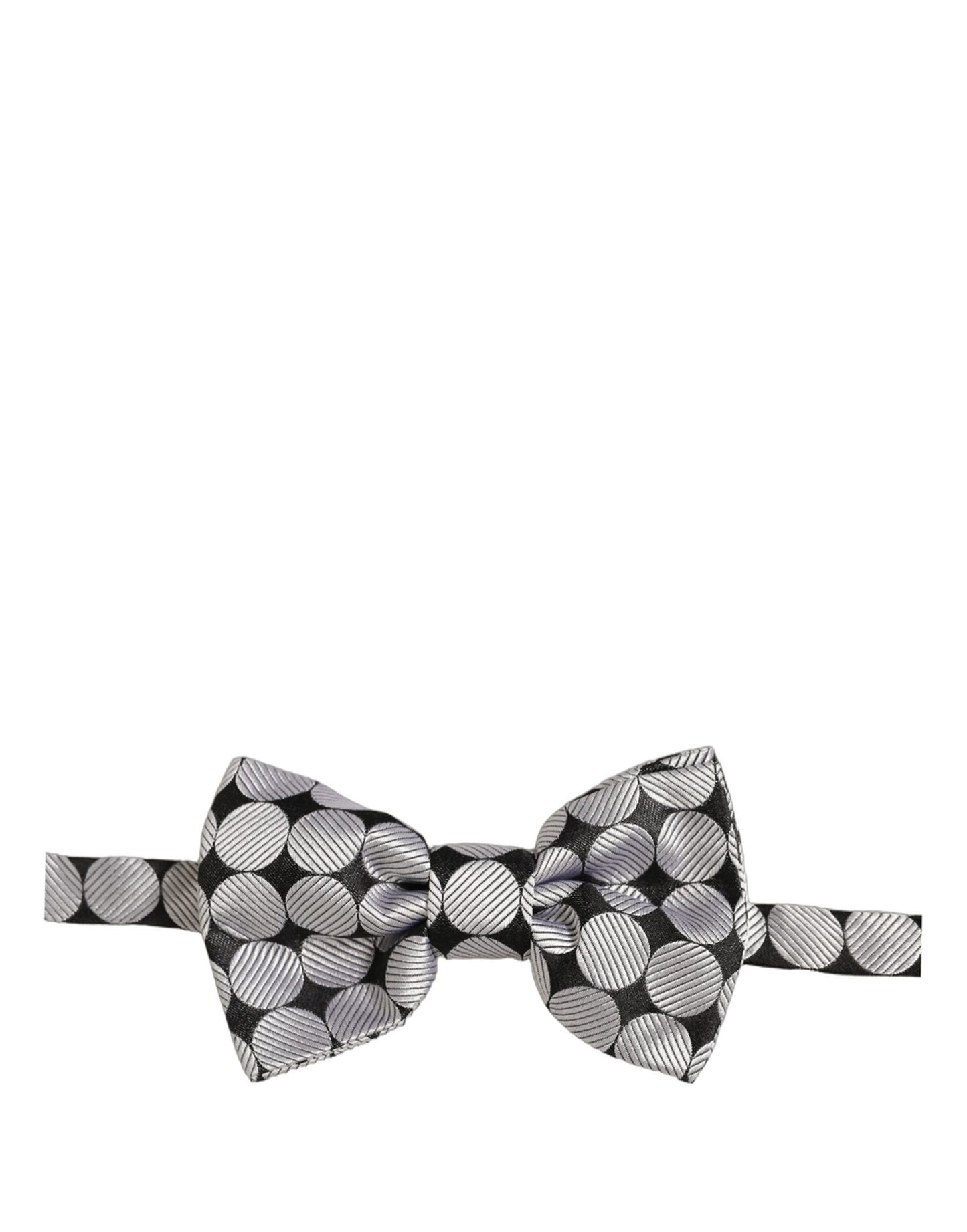Dolce & Gabbana Men Black Silver Circles Adjustable Neck Papillon Bow Tie