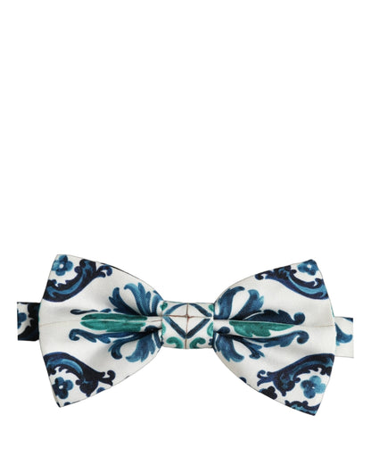 Dolce & Gabbana Men White Sicilian Silk Adjustable Neck Papillon Bow Tie