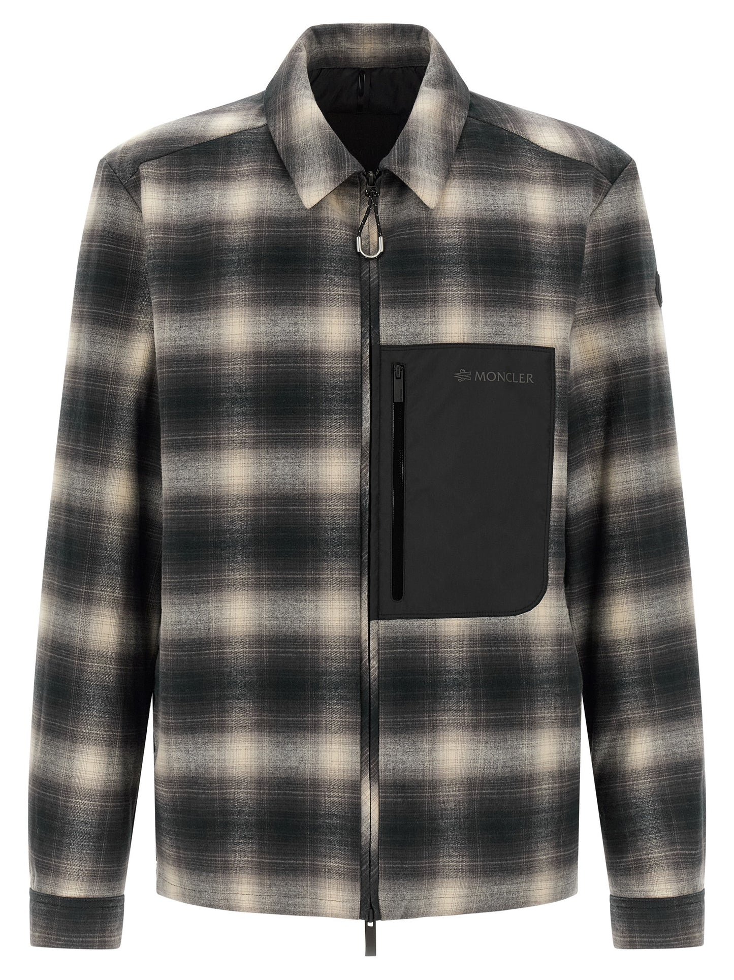 Windbreaker Jacket by Moncler for men in nylon & cotton black, gray, multicolor, patterned, madras & signature features an stylish silhouette, showcasing a sophisticated and performance-driven insulated & windproof for a premium, stylish look.