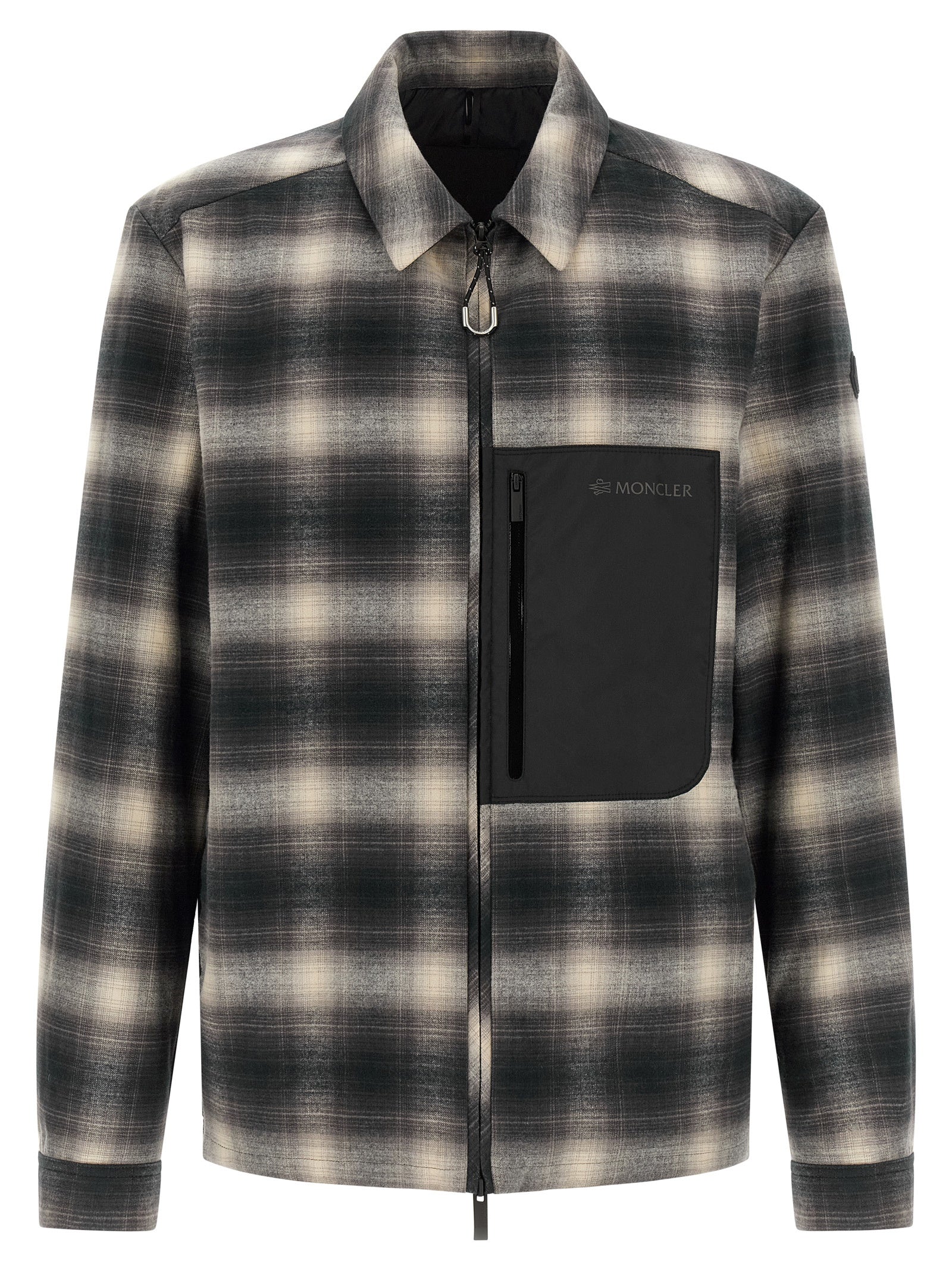 Windbreaker Jacket by Moncler for men in nylon & cotton black, gray, multicolor, patterned, madras & signature features an stylish silhouette, showcasing a sophisticated and performance-driven insulated & windproof for a premium, stylish look.