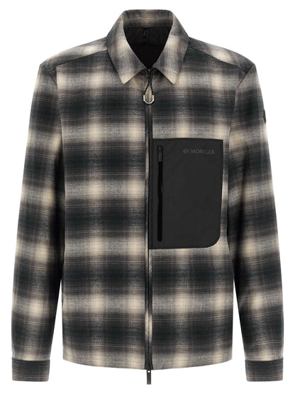 Windbreaker Jacket by Moncler for men in nylon & cotton black, gray, multicolor, patterned, madras & signature features an stylish silhouette, showcasing a sophisticated and performance-driven insulated & windproof for a premium, stylish look.