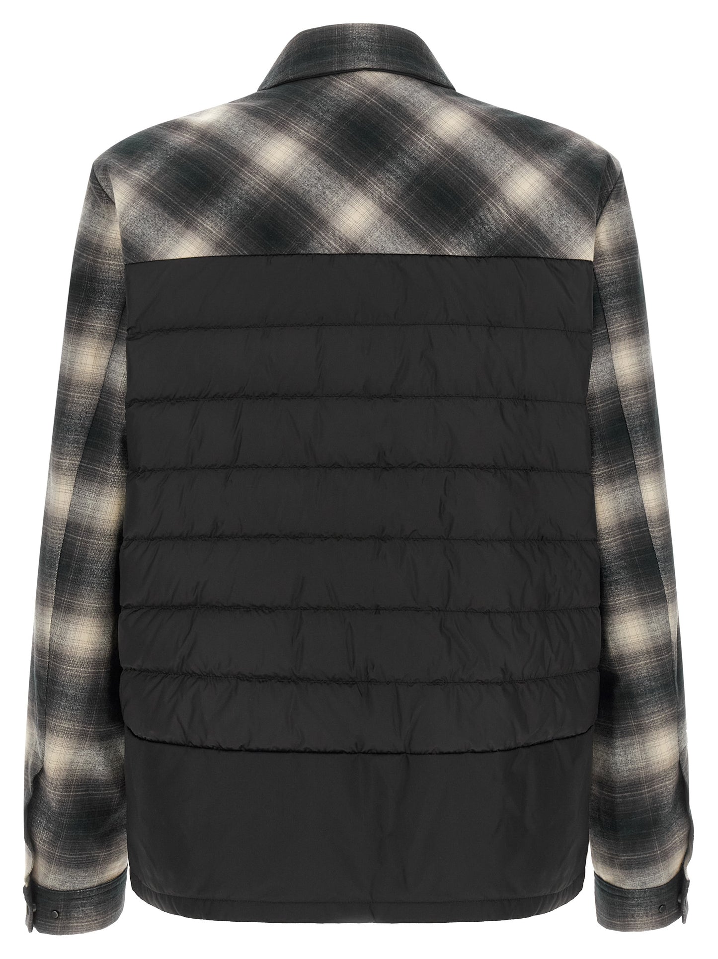 Windbreaker Jacket by Moncler for men in nylon & cotton black, gray, multicolor, patterned, madras & signature features an magnificent silhouette, showcasing the sophisticated and functional insulated & windproof for a premium, magnificent look.