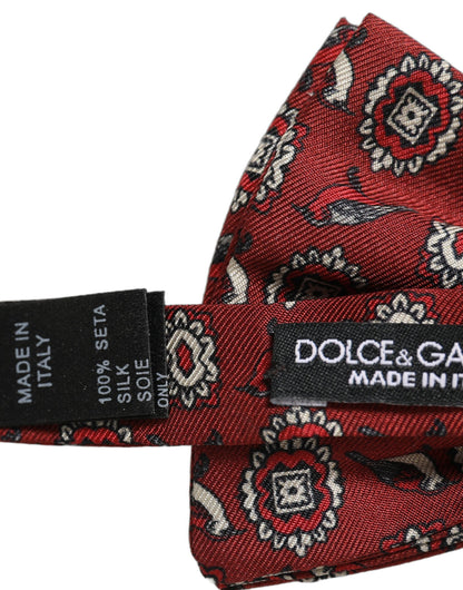 Dolce & Gabbana Men Bordeaux Floral Adjustable Neck Papillon Bow Tie