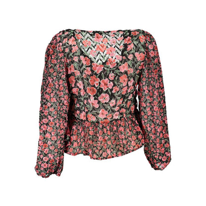 Blouse by Desigual for women in polyester pink, patterned & signature showcases a sleek silhouette, elegantly detailed with a sleek v-neck neckline and for a sleek finish.