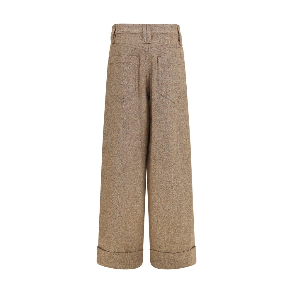 Casual Pants by Brunello Cucinelli for women in polyamide & merino wool beige features an refined tailoring silhouette, showcasing a premium regular-fit with a and long cut for a refined tailoring look.
