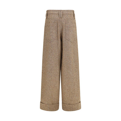 Casual Pants by Brunello Cucinelli for women in polyamide & merino wool beige features an refined tailoring silhouette, showcasing a premium regular-fit with a and long cut for a refined tailoring look.