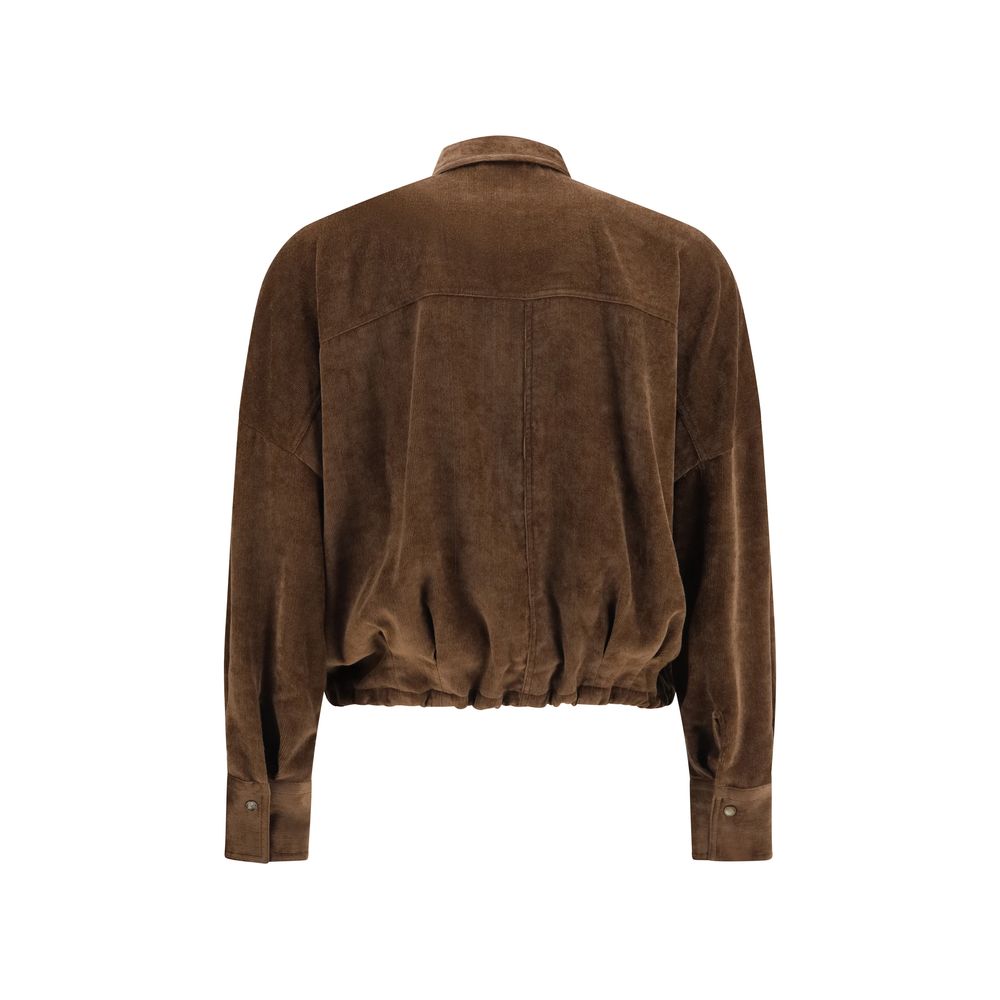 Shirt by Brunello Cucinelli for women in capra leather & viscose corduroy brown, featuring a nuanced and nuanced for a sophisticated finish.