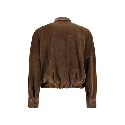 Shirt by Brunello Cucinelli for women in capra leather & viscose corduroy brown, featuring a nuanced and nuanced for a sophisticated finish.