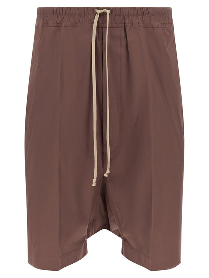 Bermuda Shorts by Rick Owens for men in stretch cotton brown features an tailored silhouette, showcasing a tailored relaxed-fit with a long short and for a sophisticated look.