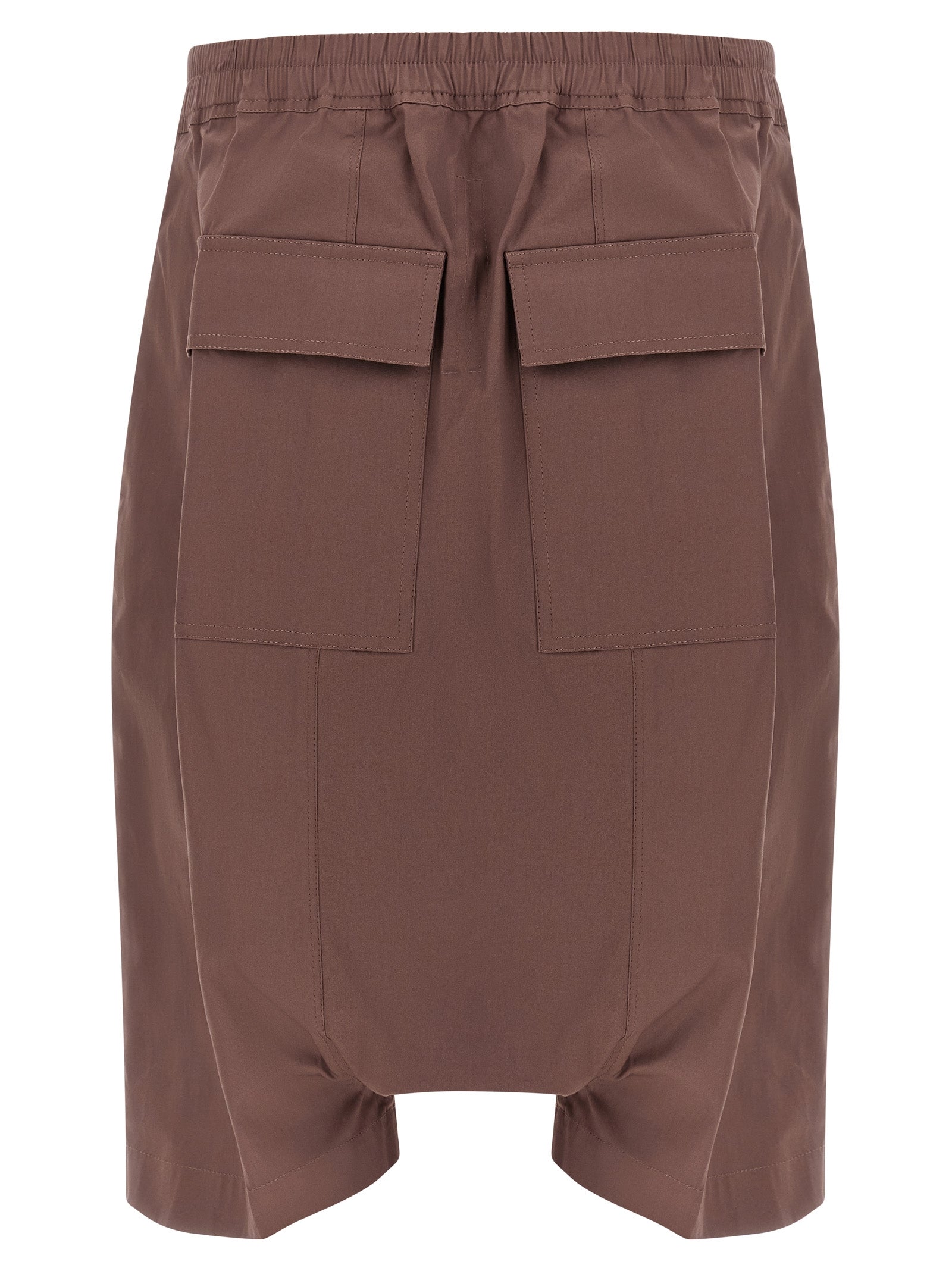 Bermuda Shorts by Rick Owens for men in stretch cotton brown features a sartorial silhouette, showcasing a sartorial relaxed-fit and long short with a sophisticated for a sartorial look.