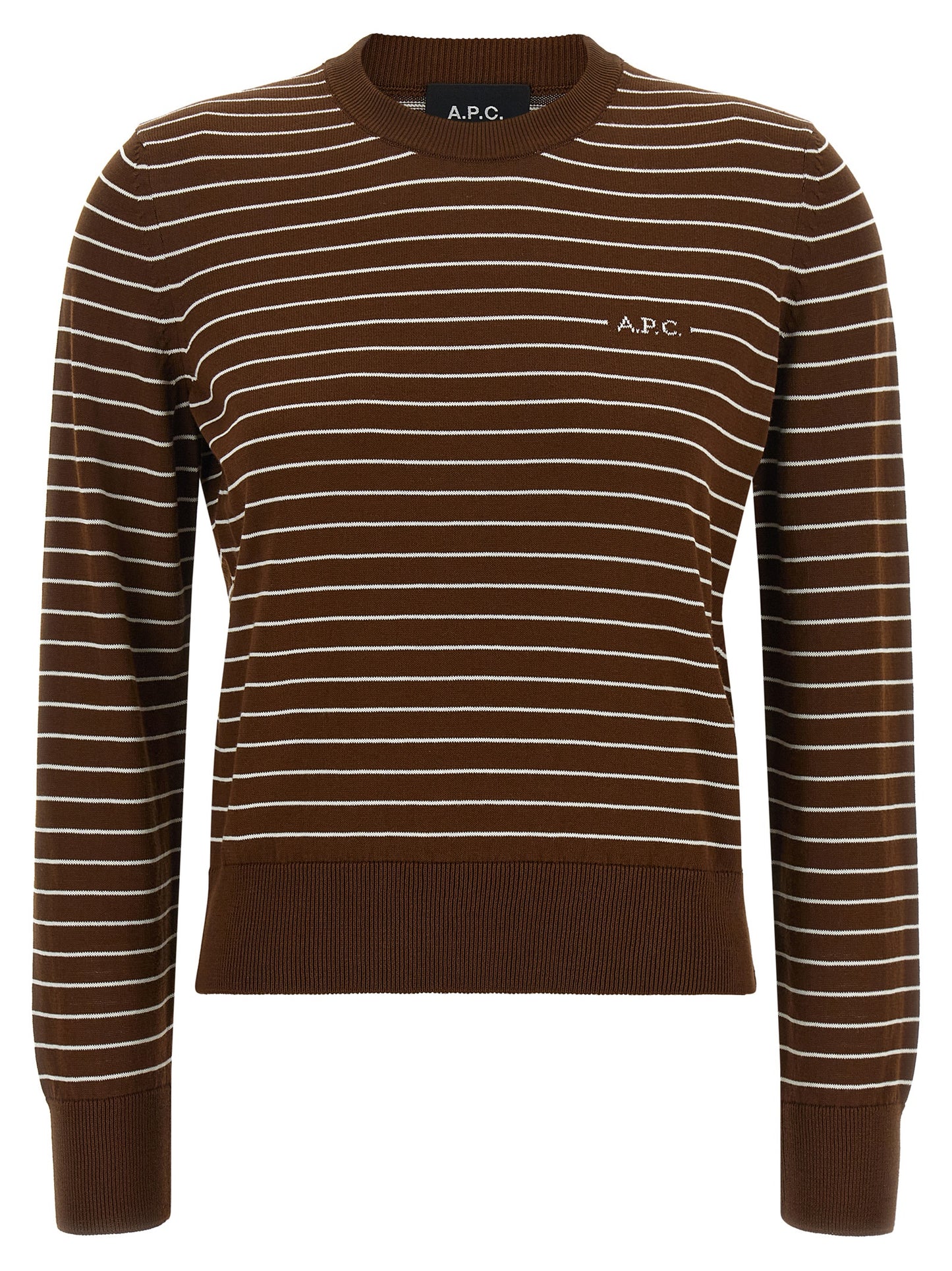 Cardigan by A.P.C. for women in cotton canvas brown, natural & striped features an crisp silhouette, showcasing a sophisticated and detail for a truly crisp finish.