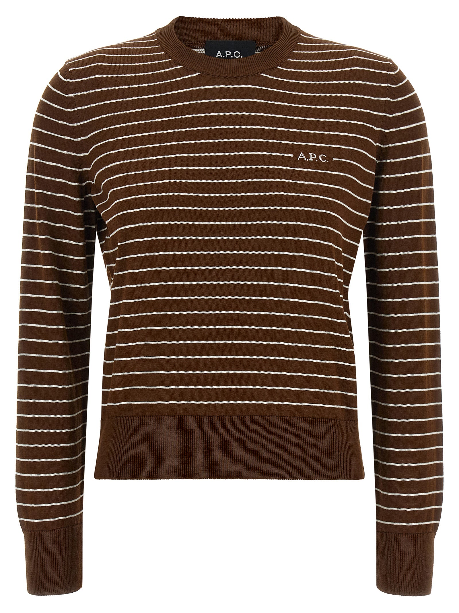 Cardigan by A.P.C. for women in cotton canvas brown, natural & striped features an crisp silhouette, showcasing a sophisticated and detail for a truly crisp finish.