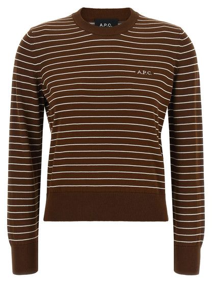 Cardigan by A.P.C. for women in cotton canvas brown, natural & striped features an crisp silhouette, showcasing a sophisticated and detail for a truly crisp finish.
