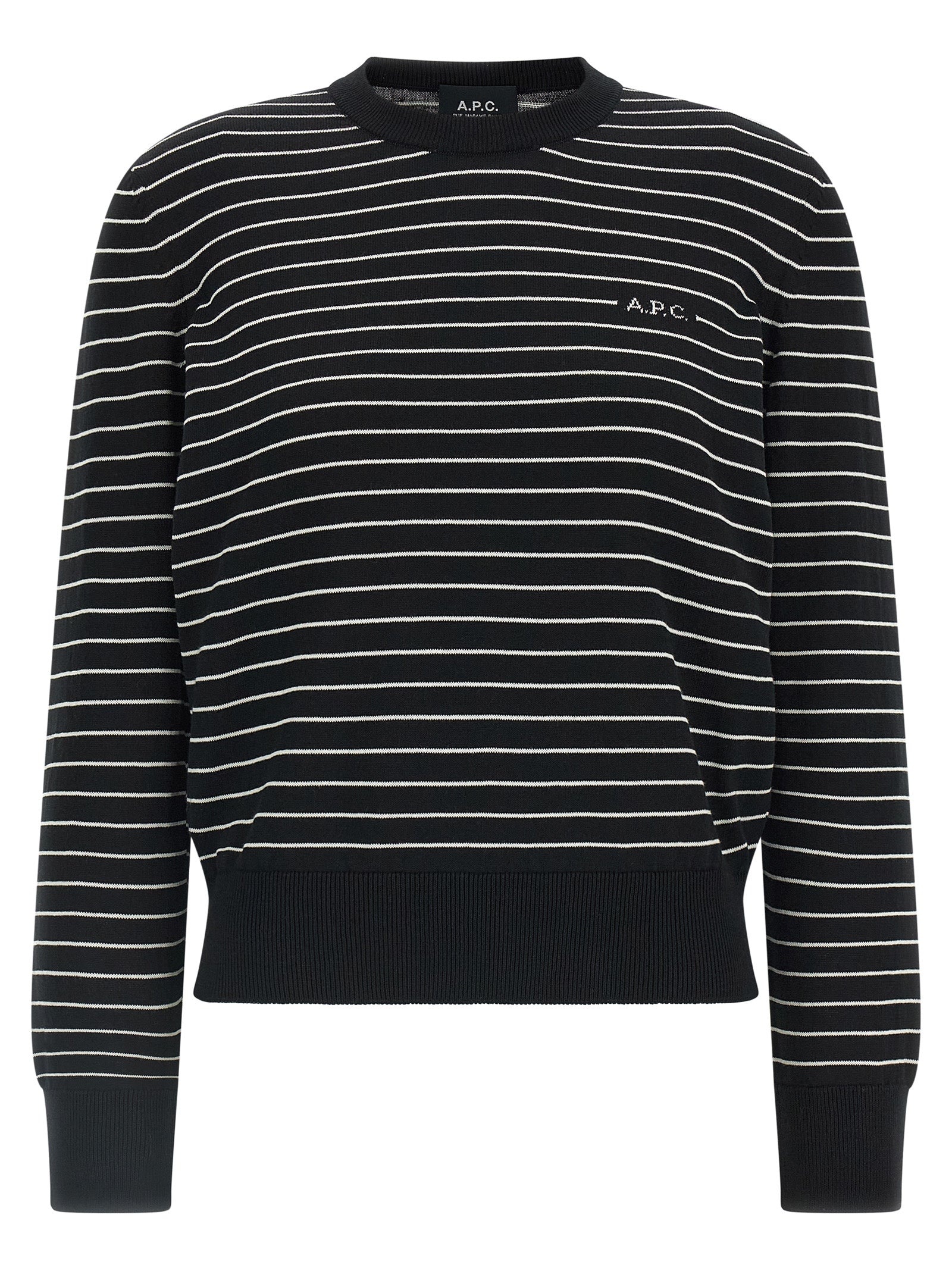 Cardigan by A.P.C. for women in cotton bicolour, black, white & striped showcases a captivating silhouette, artfully detailed with a captivating long-sleeve and for a truly sophisticated captivating look.