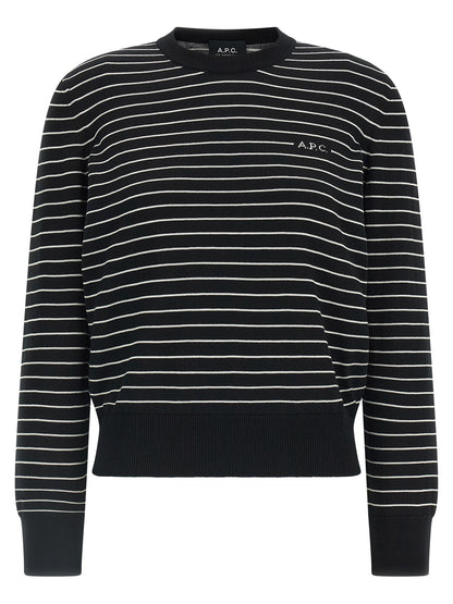 Cardigan by A.P.C. for women in cotton bicolour, black, white & striped showcases a captivating silhouette, artfully detailed with a captivating long-sleeve and for a truly sophisticated captivating look.